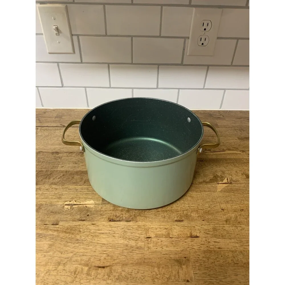 Thyme & Table Non-Stick 5 QT Signatures Stock Pot No Lid, Green & Gold